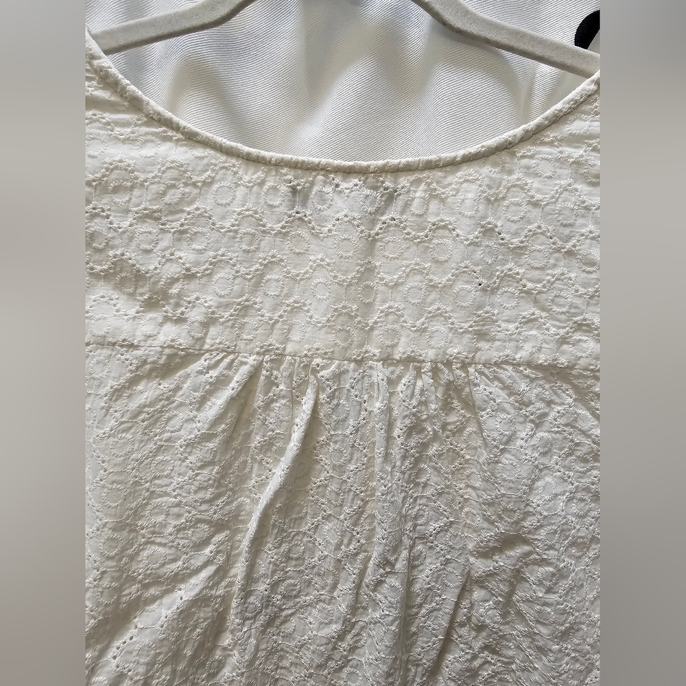 Modcloth‎ cream button front puff sleeve cotton floral eyelet top XL - Picture 8 of 9